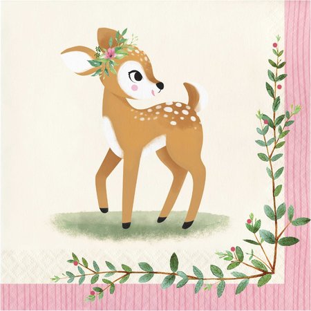 CREATIVE CONVERTING Little Deer Birthday Napkins, 6.5", 192PK 350480